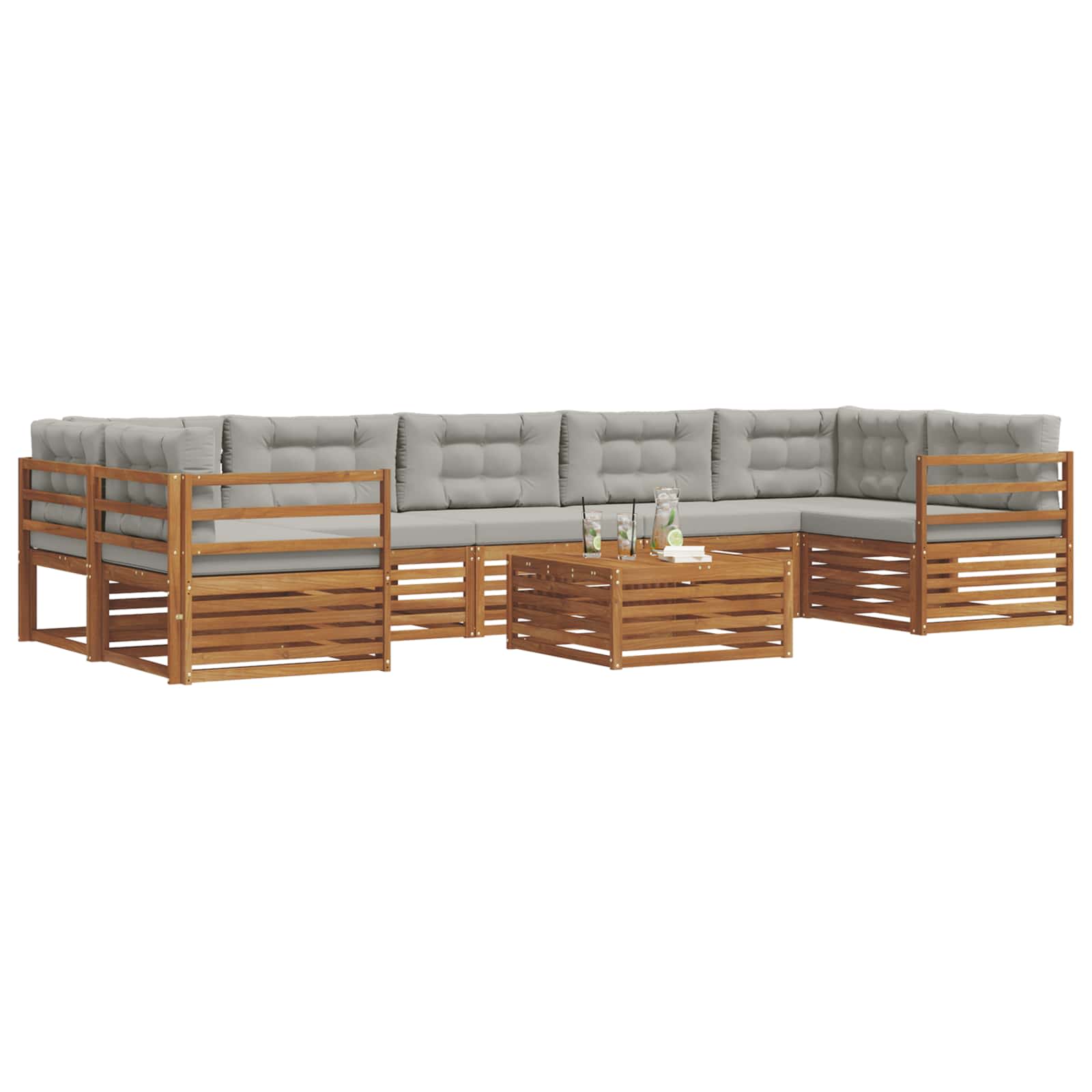 Set vanjskih sofa 8 kom. Prirodna i svijetlo siva