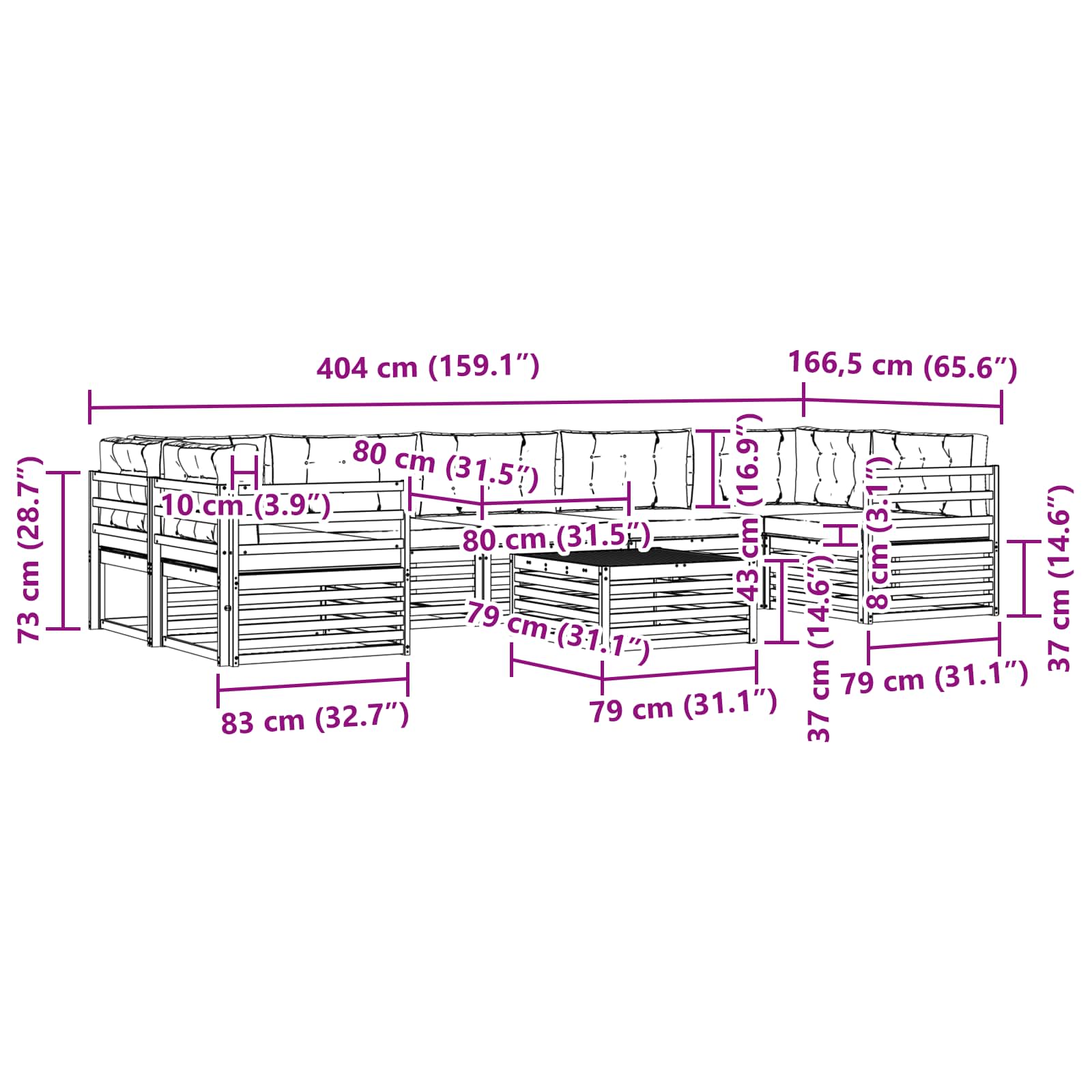 Set vanjskih sofa 8 kom. Prirodna i svijetlo siva