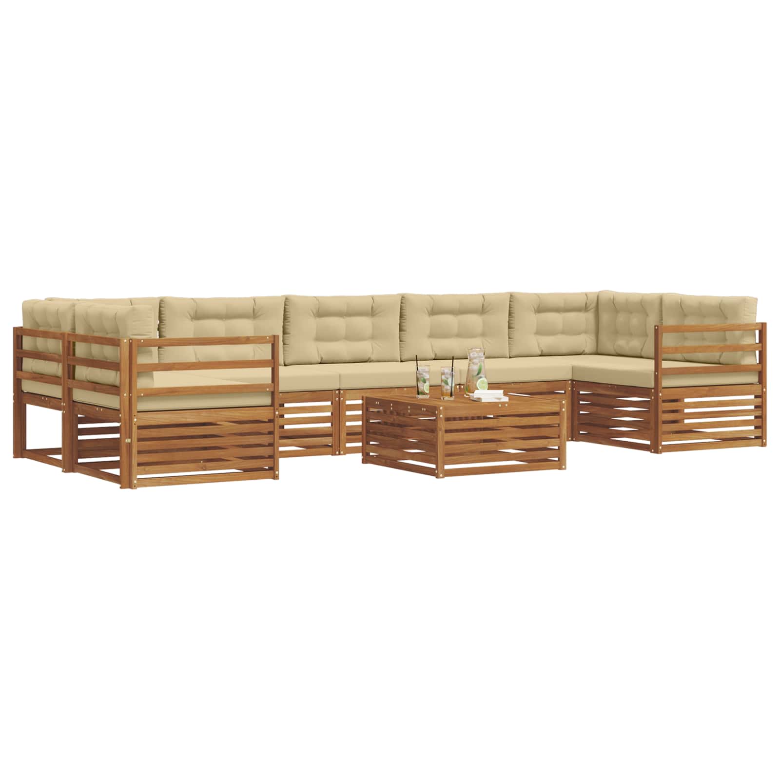 Set vanjskih sofa 8 kom. Prirodna i bež