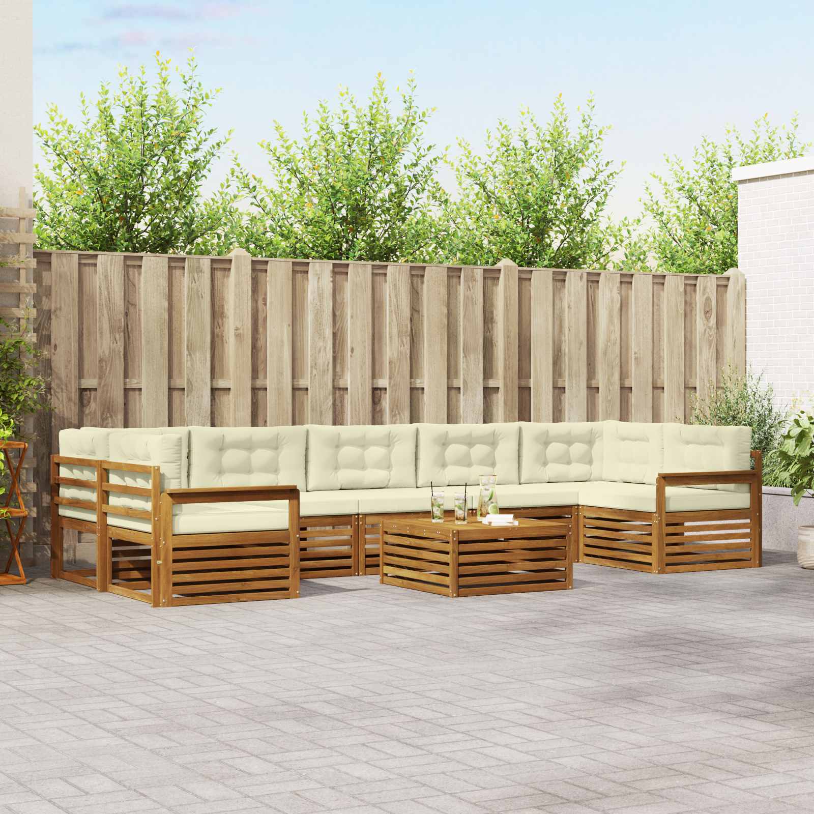 Set vanjskih sofa 8 kom. Prirodna i krem