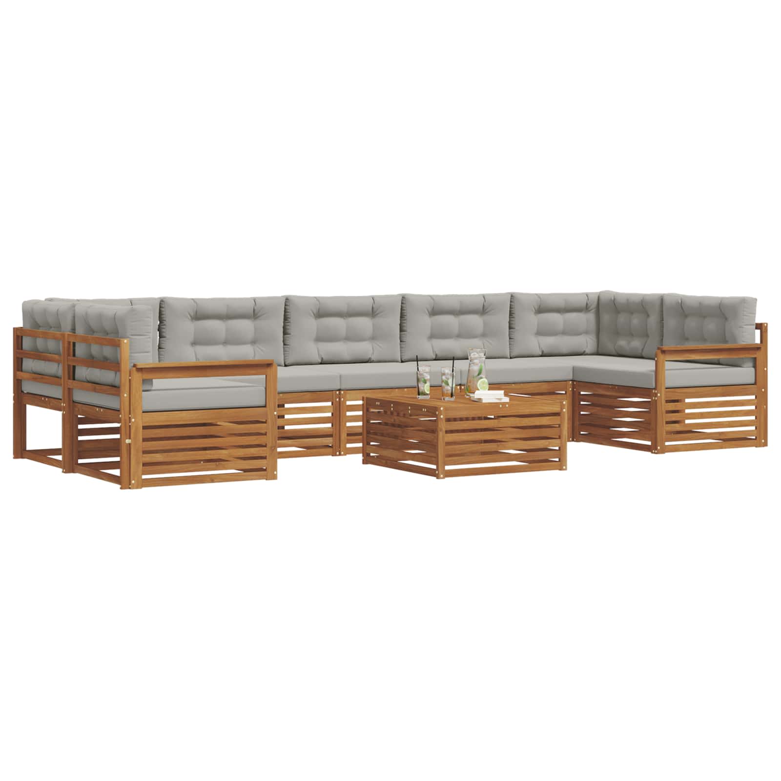 Set vanjskih sofa 8 kom. Prirodna i svijetlo siva