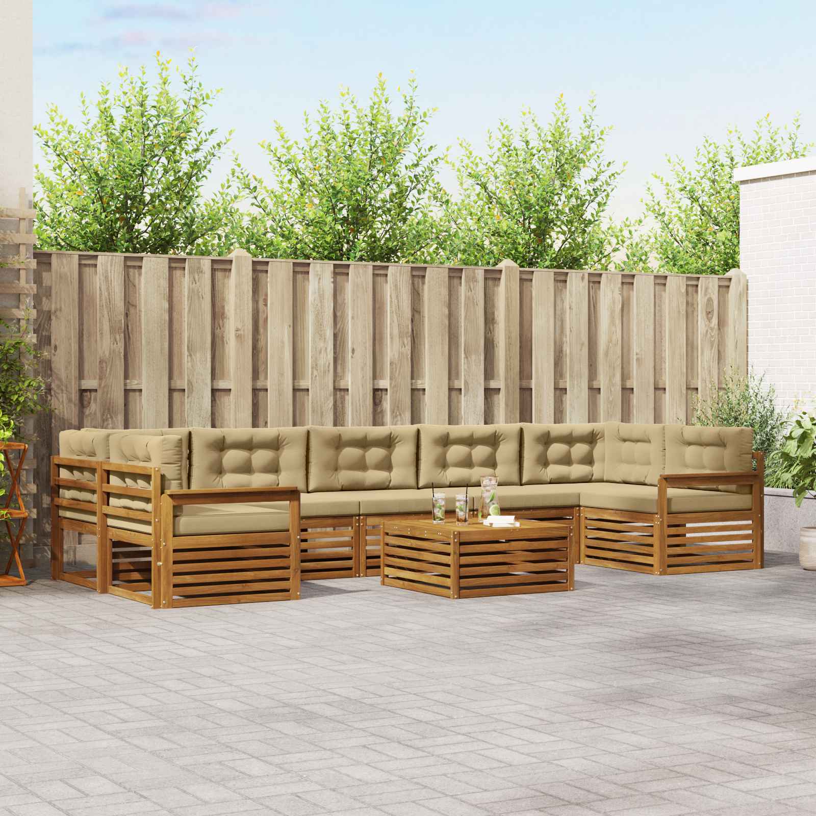 Set vanjskih sofa 8 kom. Prirodna i bež
