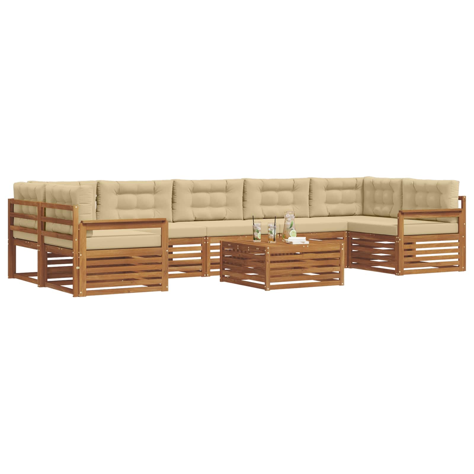 Set vanjskih sofa 8 kom. Prirodna i bež