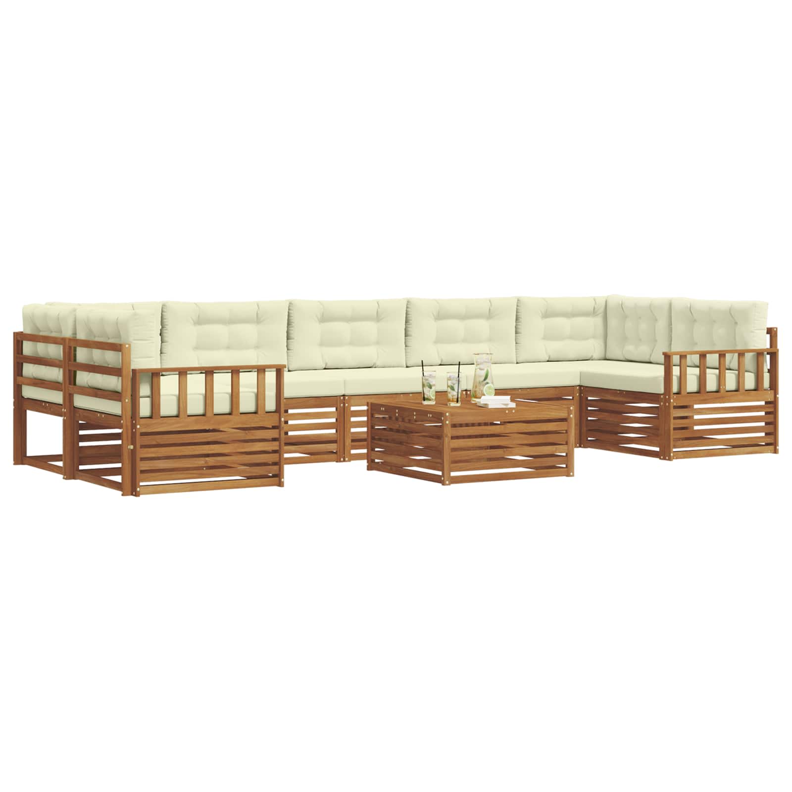 Set vanjskih sofa 8 kom. Prirodna i krem