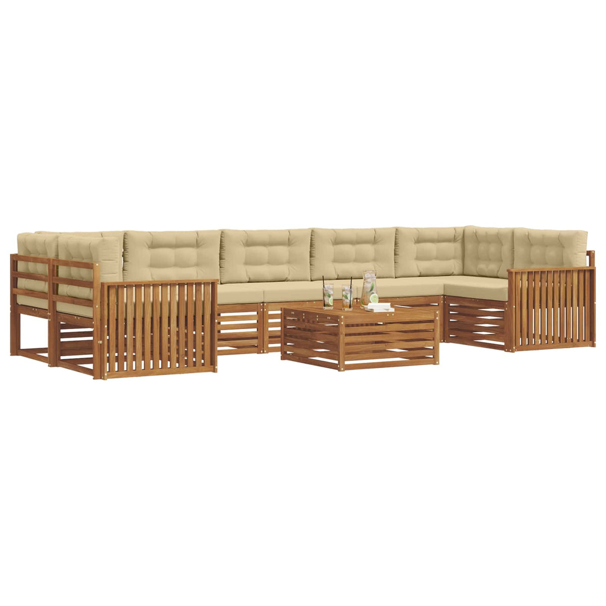 Set vanjskih sofa 8 kom. Prirodna i bež