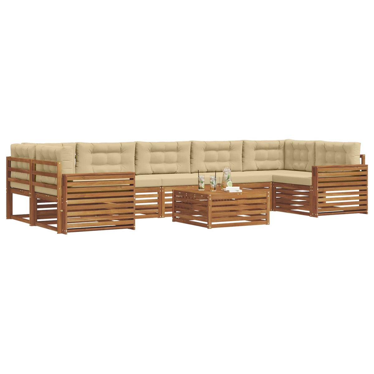 Set vanjskih sofa 8 kom. Prirodna i bež