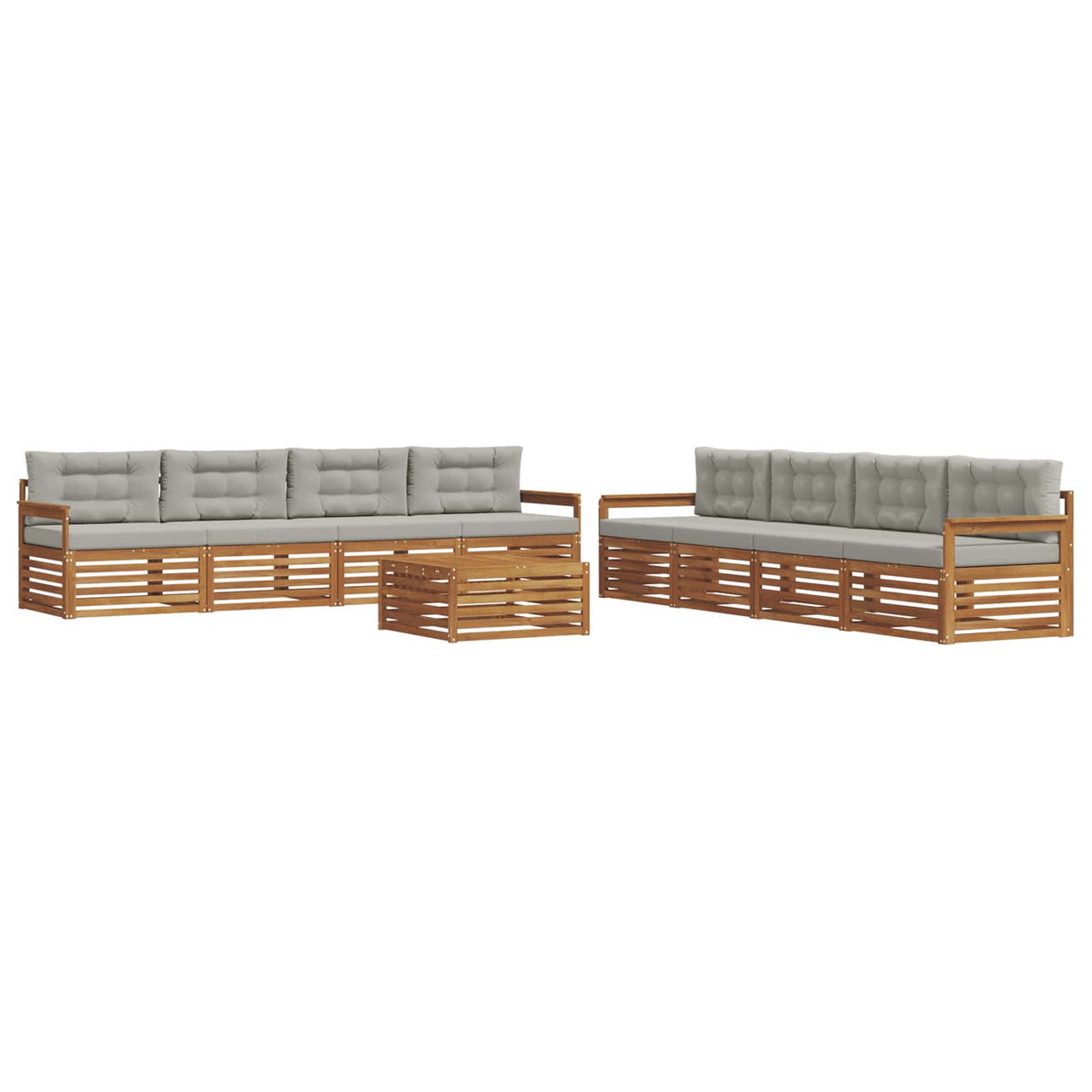 Set vanjskih sofa 9 kom. Prirodna i svjetlosiva