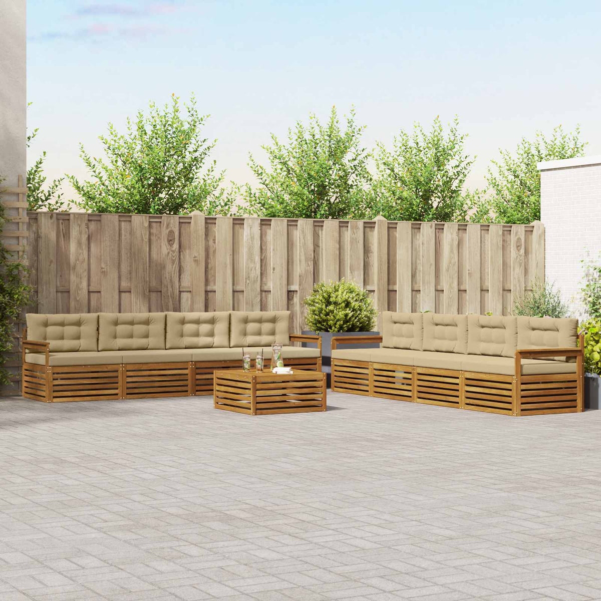 Set vanjskih sofa 9 kom. Prirodna i bež 79 x 79 x 37 cm