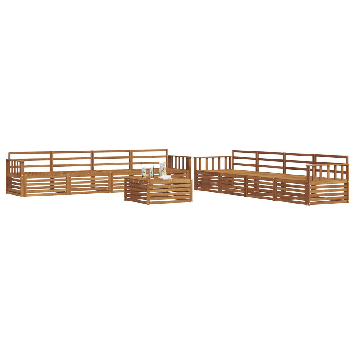 Set vanjskih sofa 9 kom. Prirodna Čvrsto drvo akacije
