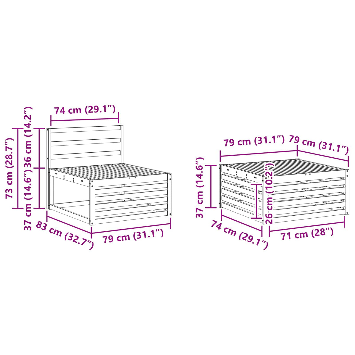 Set vanjskih sofa 9 kom. Prirodna Čvrsto drvo akacije
