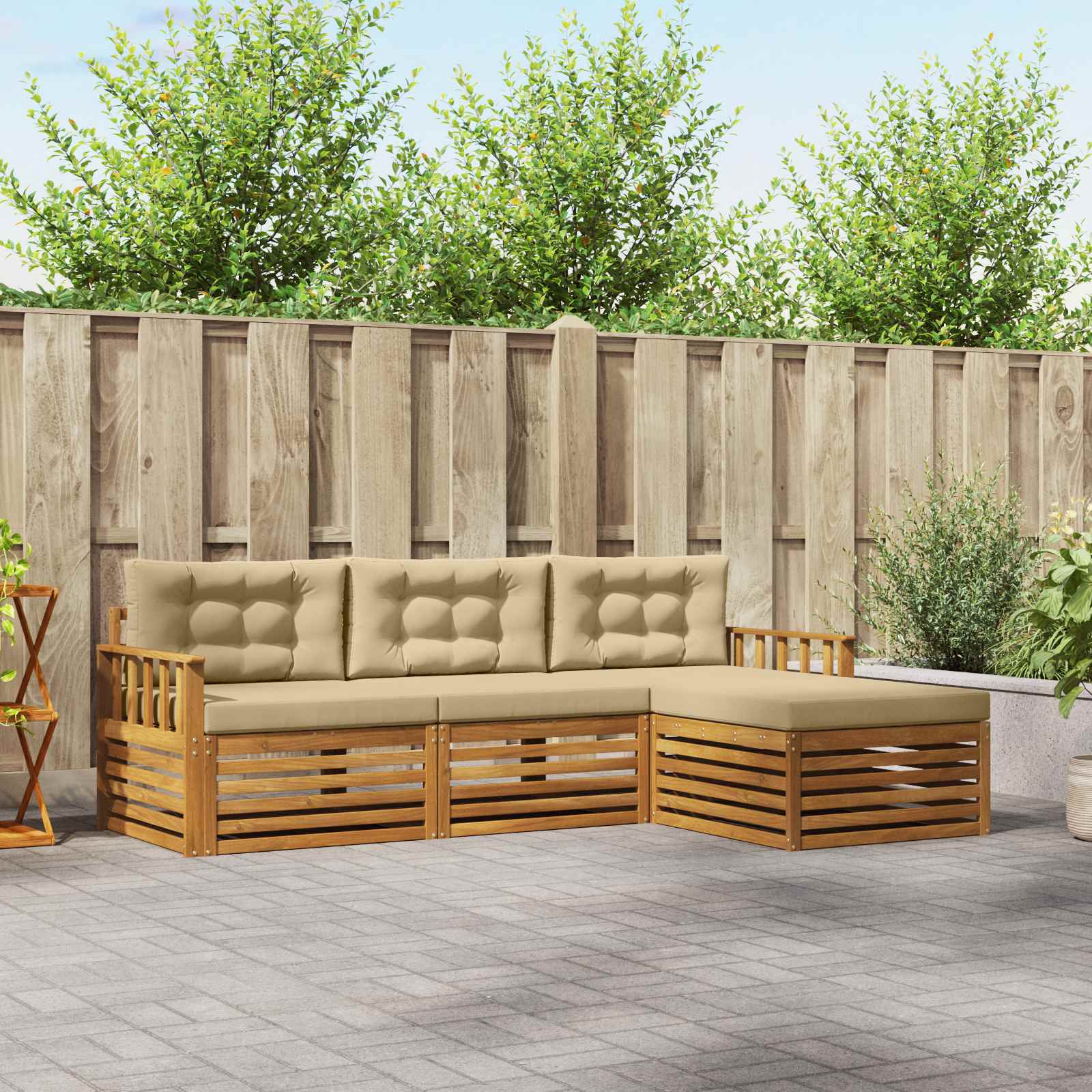 Set vanjskih sofa Prirodna i bež 249,5 x 162,5 x 73 cm