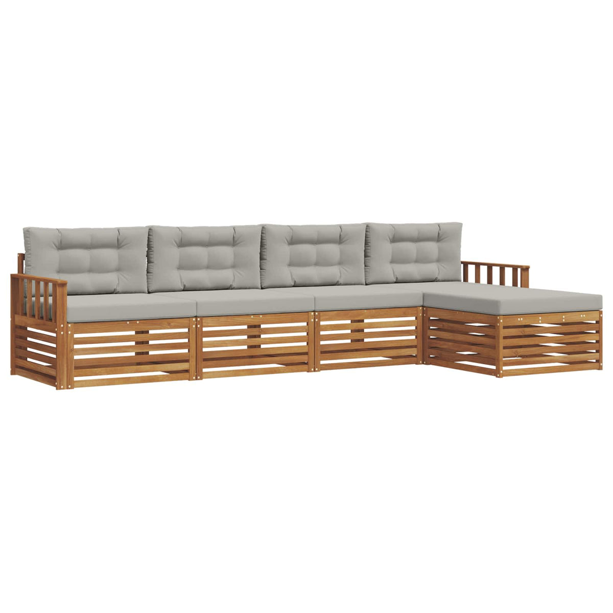 Set vanjskih sofa 5 kom. Prirodna i svijetlo siva 329 x 162,5 x 73 cm