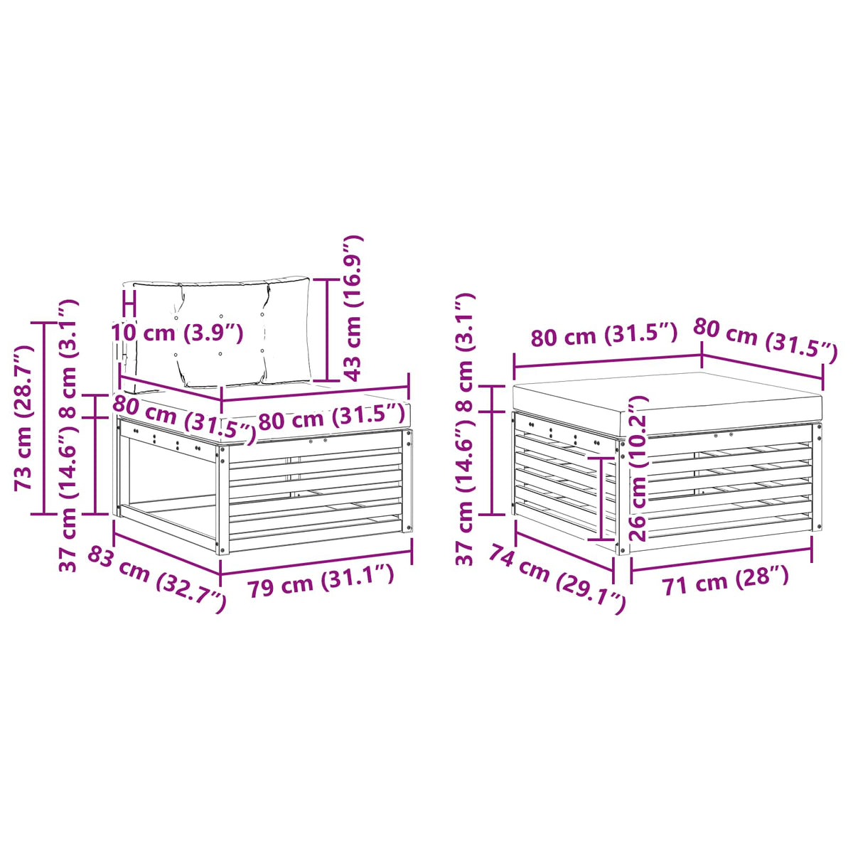 Set vanjskih sofa 5 kom. Prirodna i svijetlo siva 329 x 162,5 x 73 cm