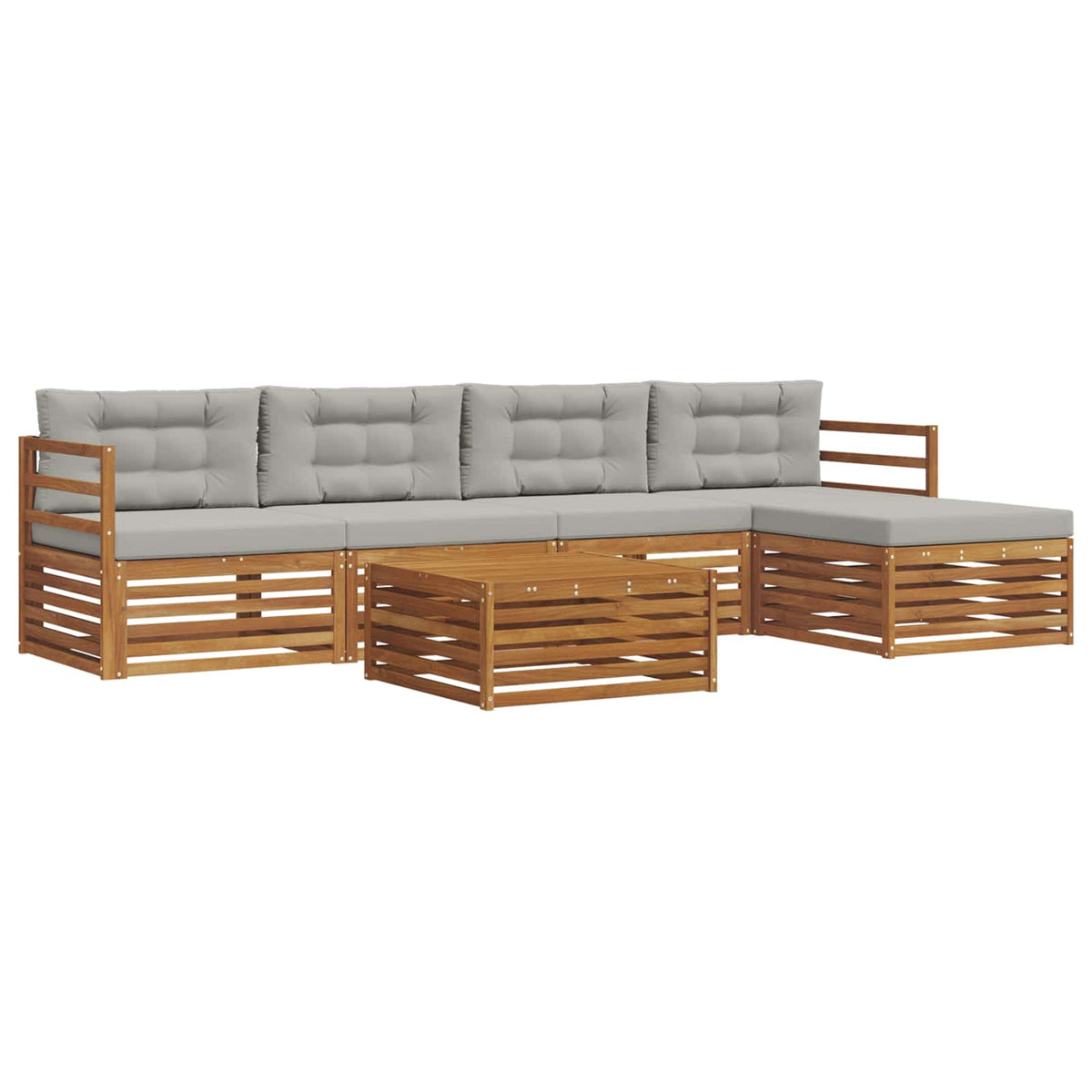Set vanjskih sofa 6 kom. Prirodna i svijetlo siva