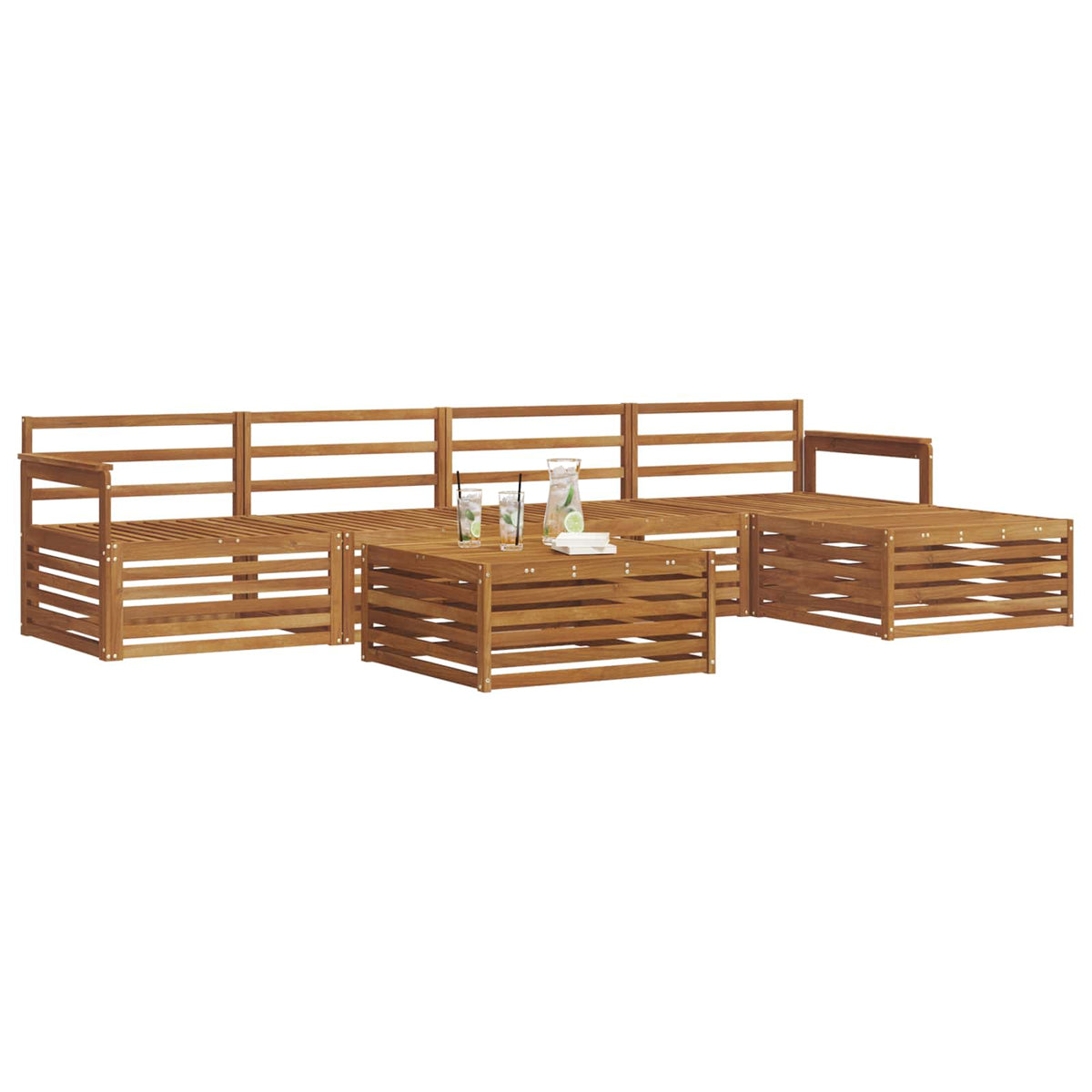 Set vanjskih sofa 6 kom. Prirodna Čvrsto drvo akacije