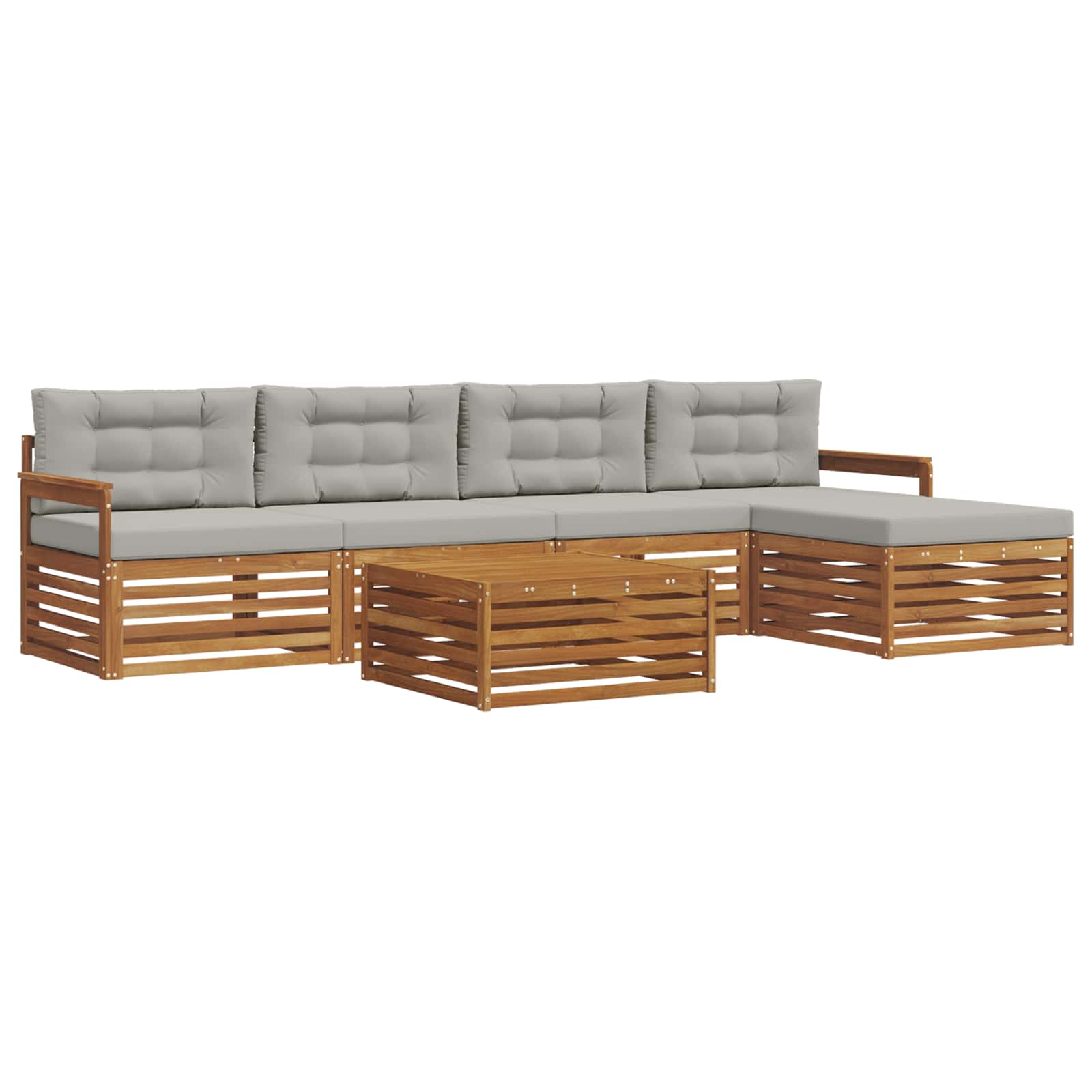 Set vanjskih sofa 6 kom. Prirodna i svijetlo siva