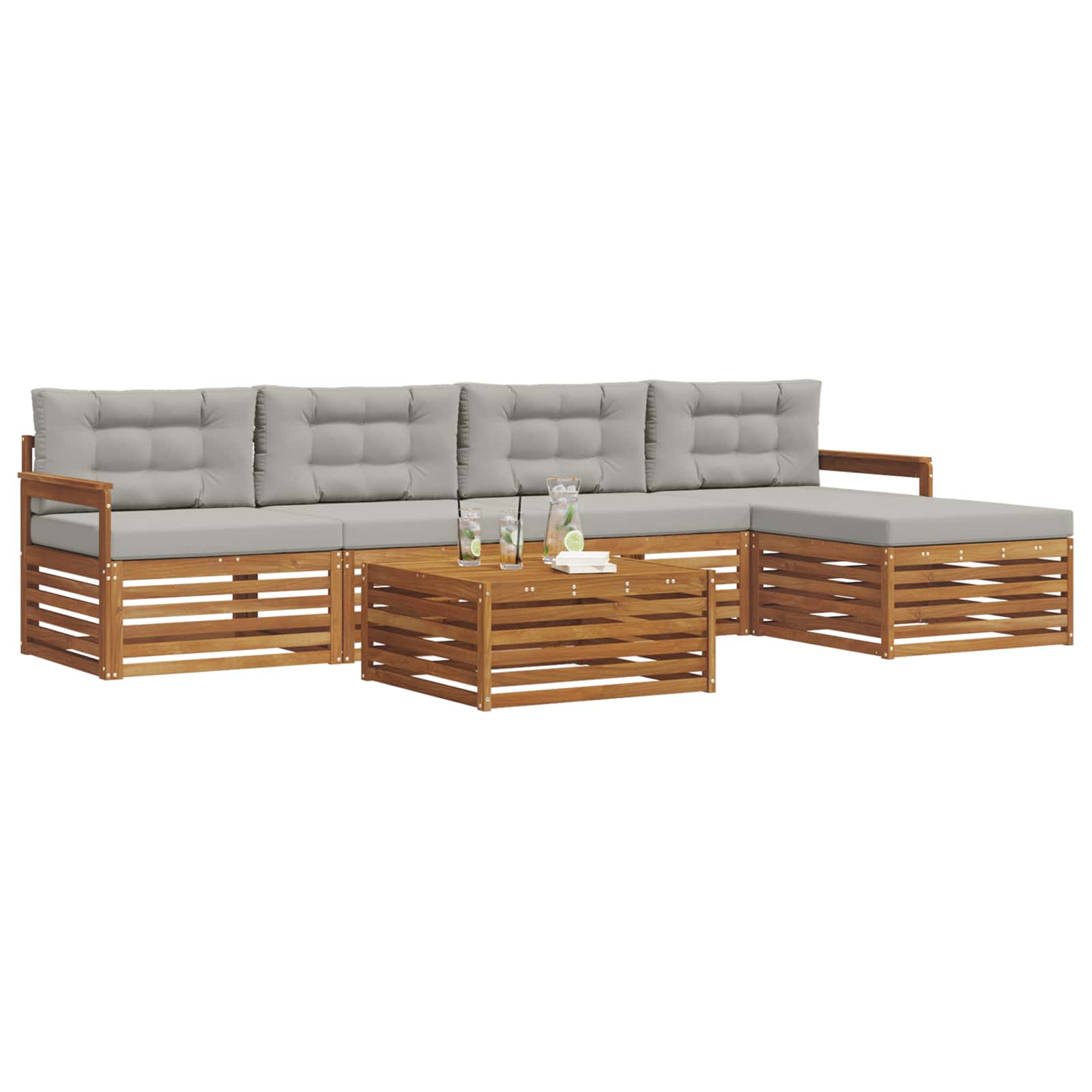 Set vanjskih sofa 6 kom. Prirodna i svijetlo siva