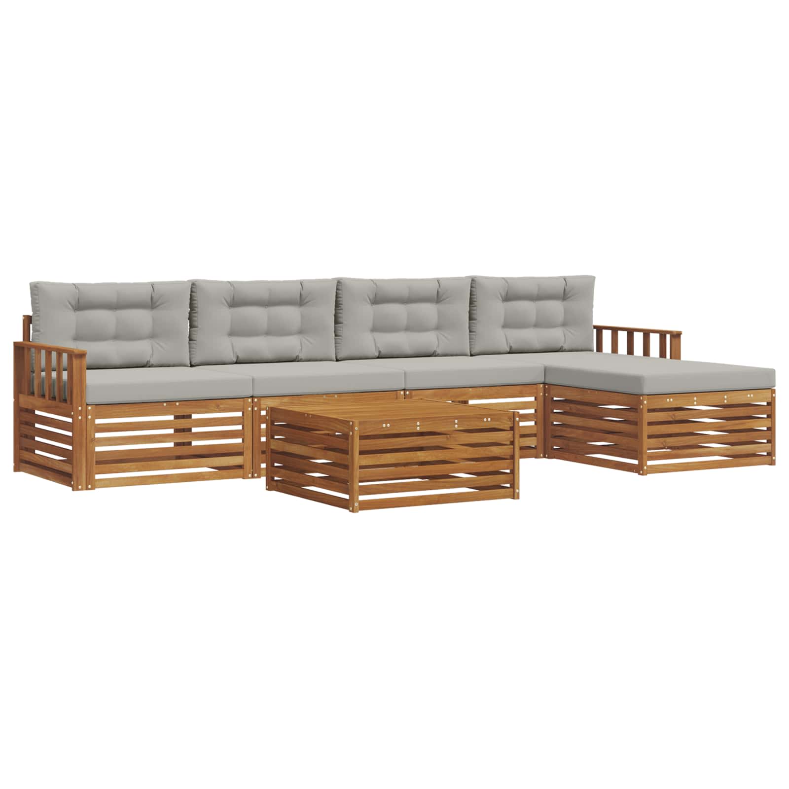 Set vanjskih sofa 6 kom. Prirodna i svijetlo siva