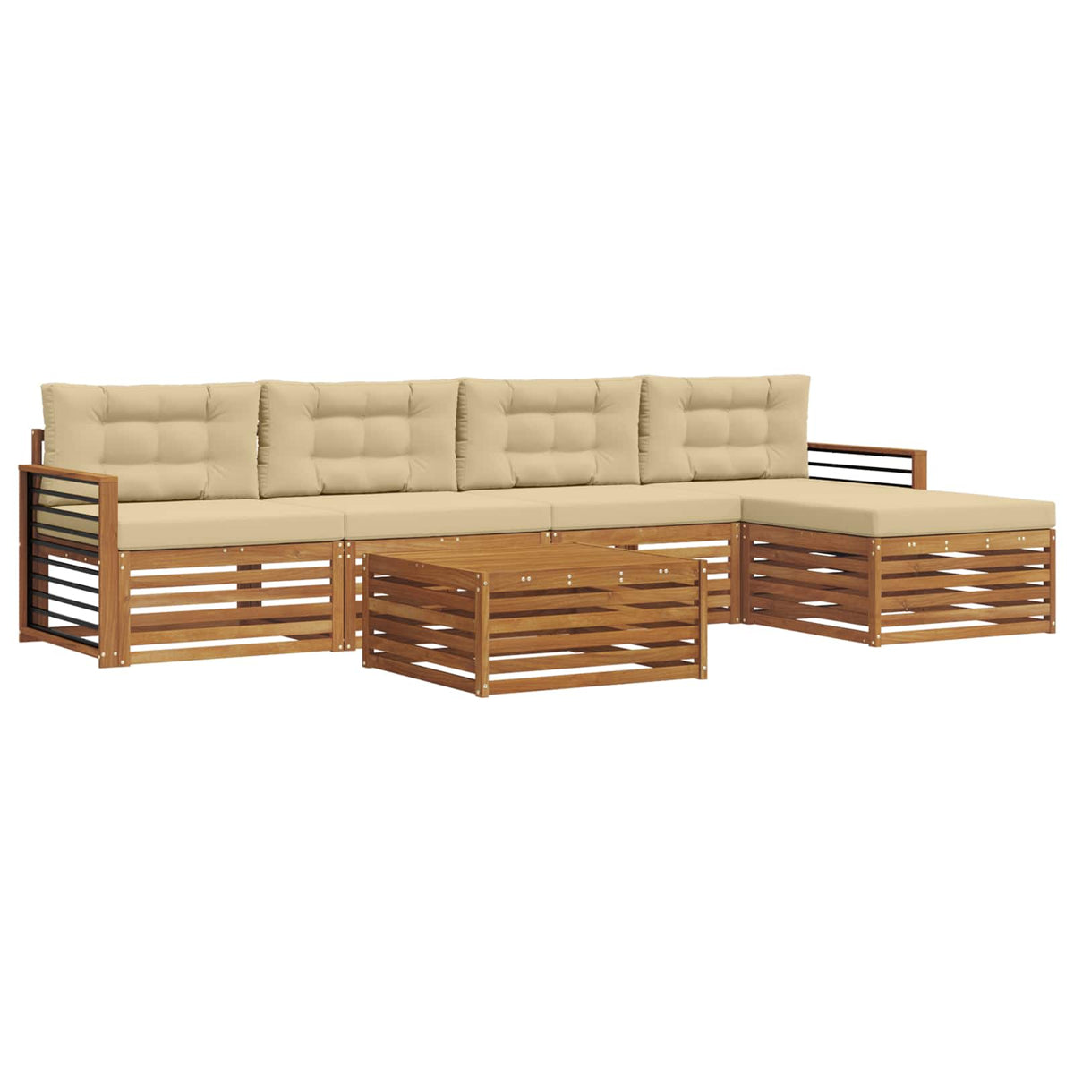 Set vanjskih sofa 6 kom. Prirodna i bež
