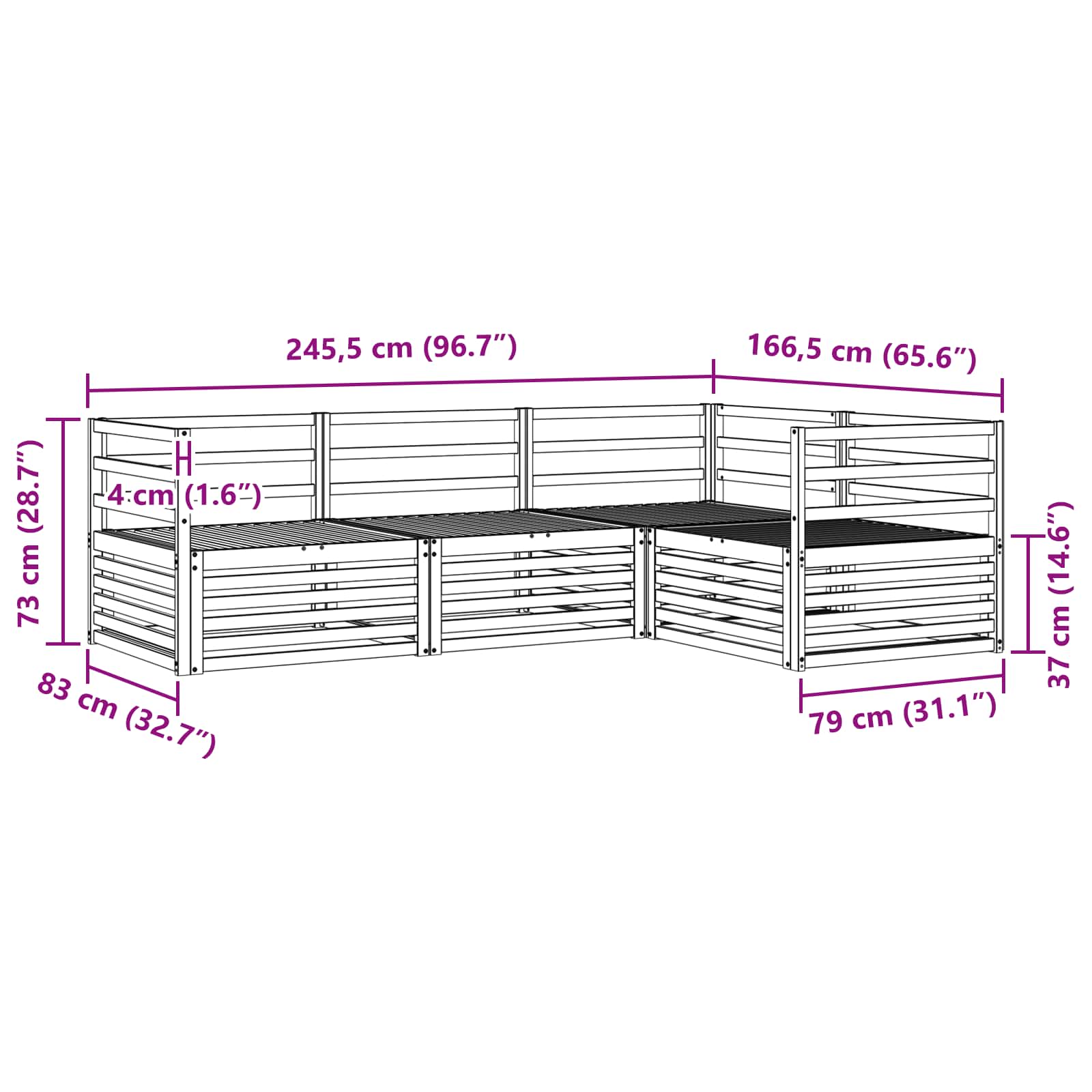 Set vanjskih sofa 4 pcs Prirodna Čvrsto drvo akacije