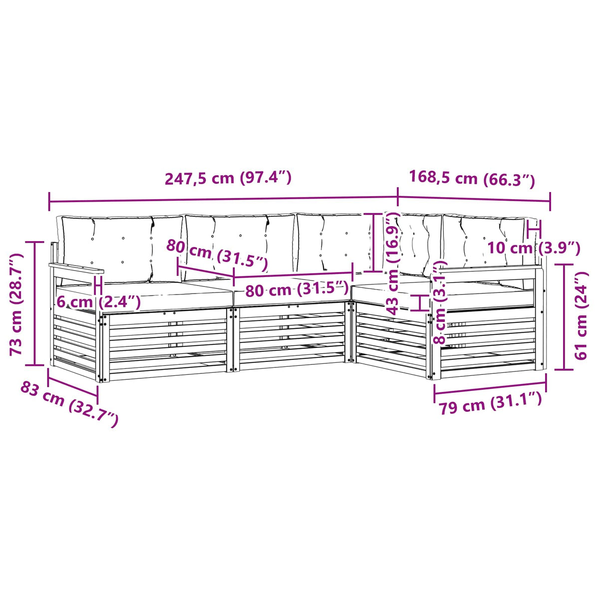 Set vanjskih sofa 4 kom. Prirodna i krem