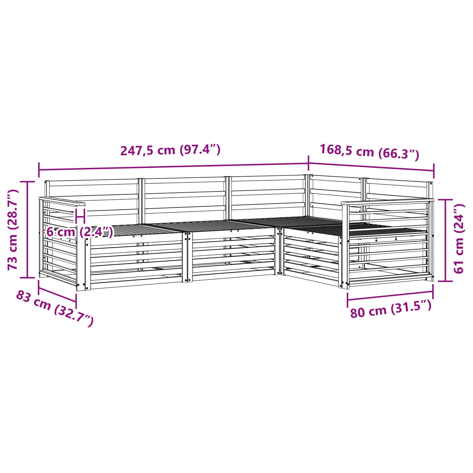 Set vanjskih sofa 4 pcs Prirodna Čvrsto drvo akacije