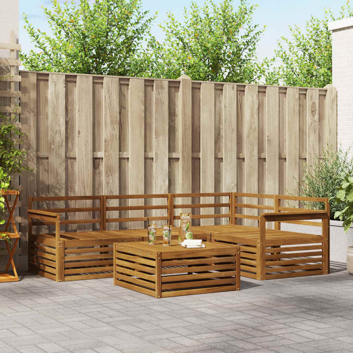 Set vanjskih sofa 5 kom. Prirodna Čvrsto drvo akacije