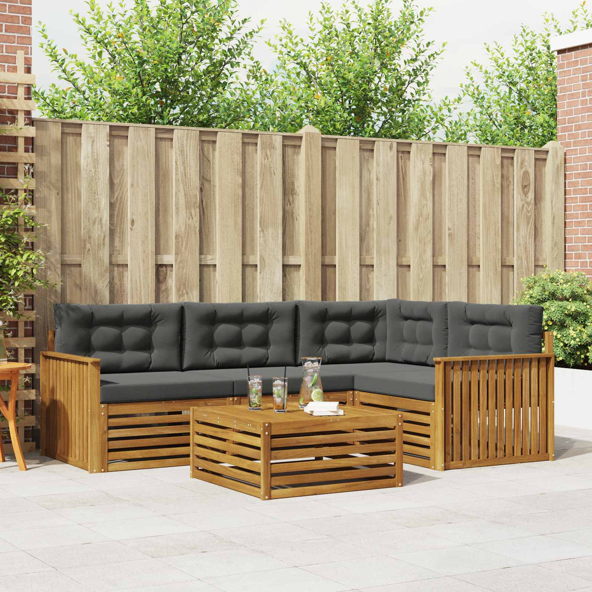 Set vanjskih sofa 5 kom. Prirodna i antracit