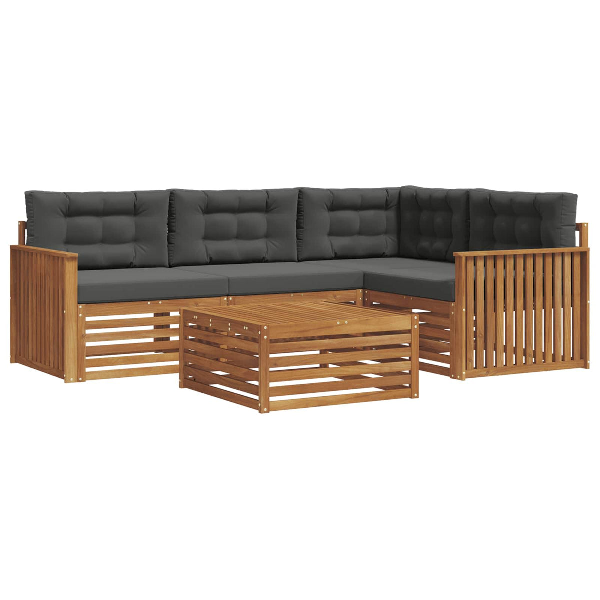 Set vanjskih sofa 5 kom. Prirodna i antracit