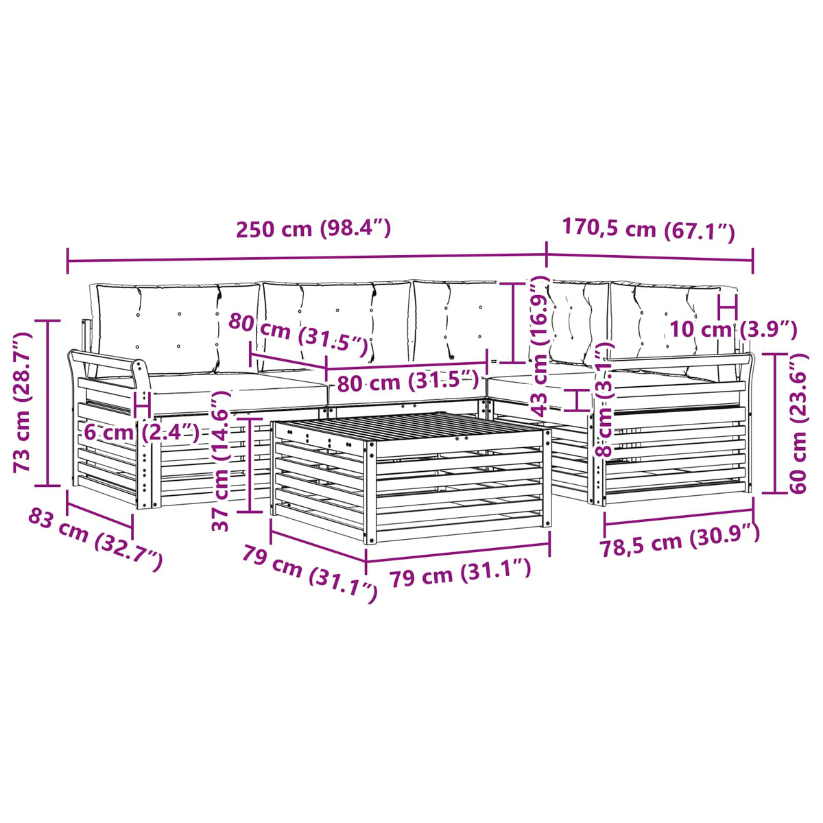 Set vanjskih sofa 5 kom. Prirodna i bež