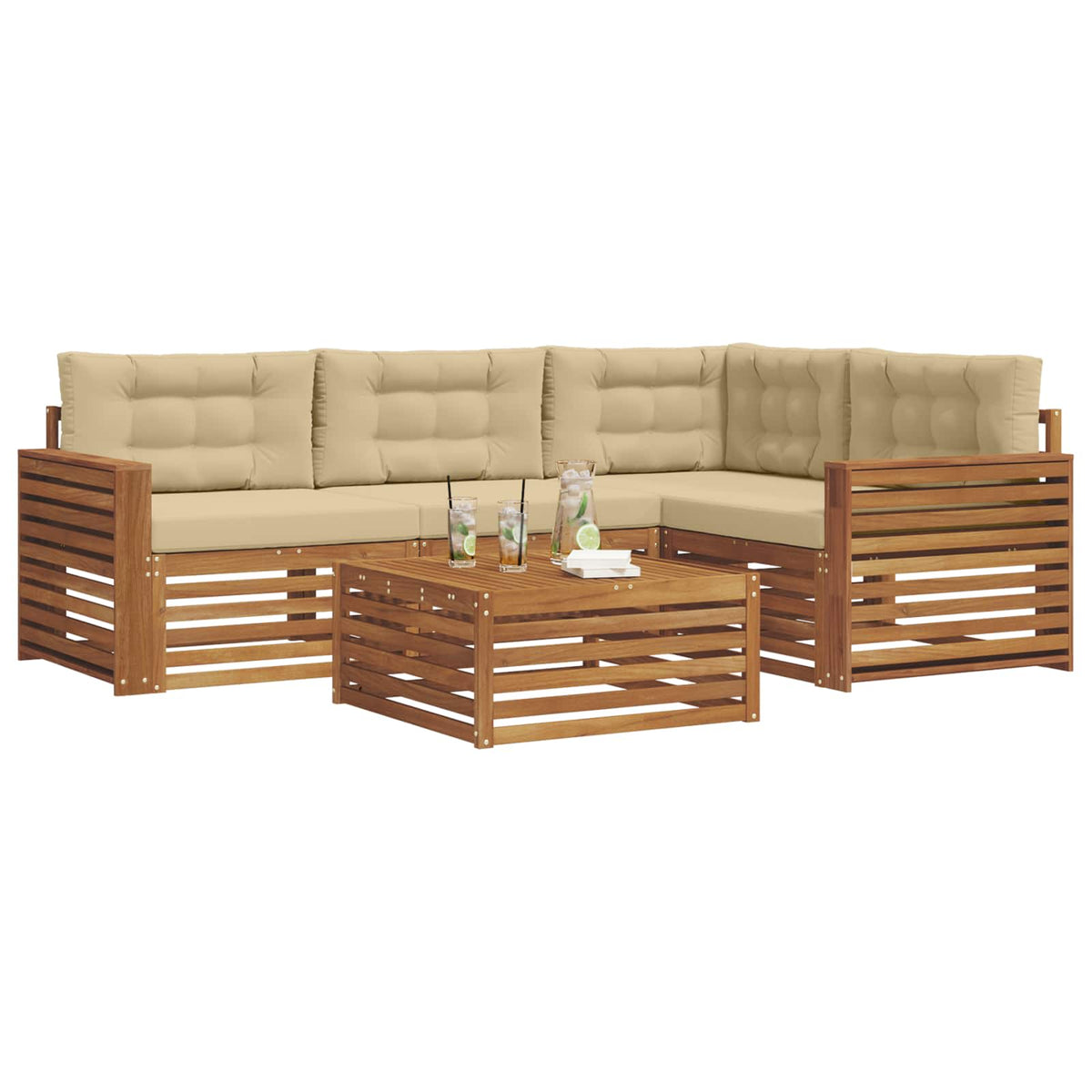 Set vanjskih sofa 5 kom. Prirodna i bež
