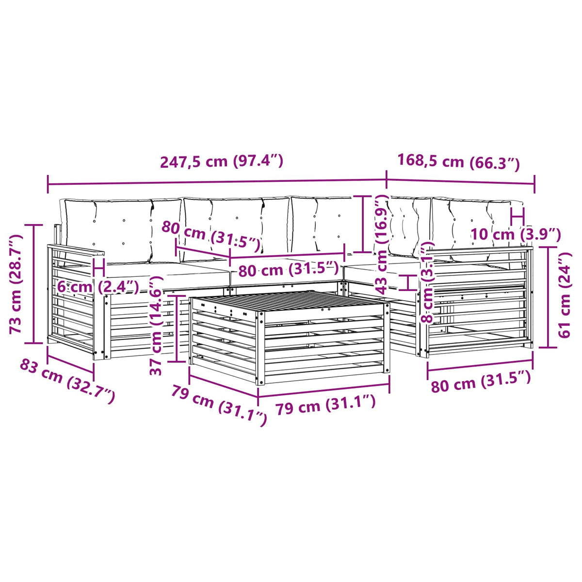 Set vanjskih sofa 5 kom. Prirodna i bež