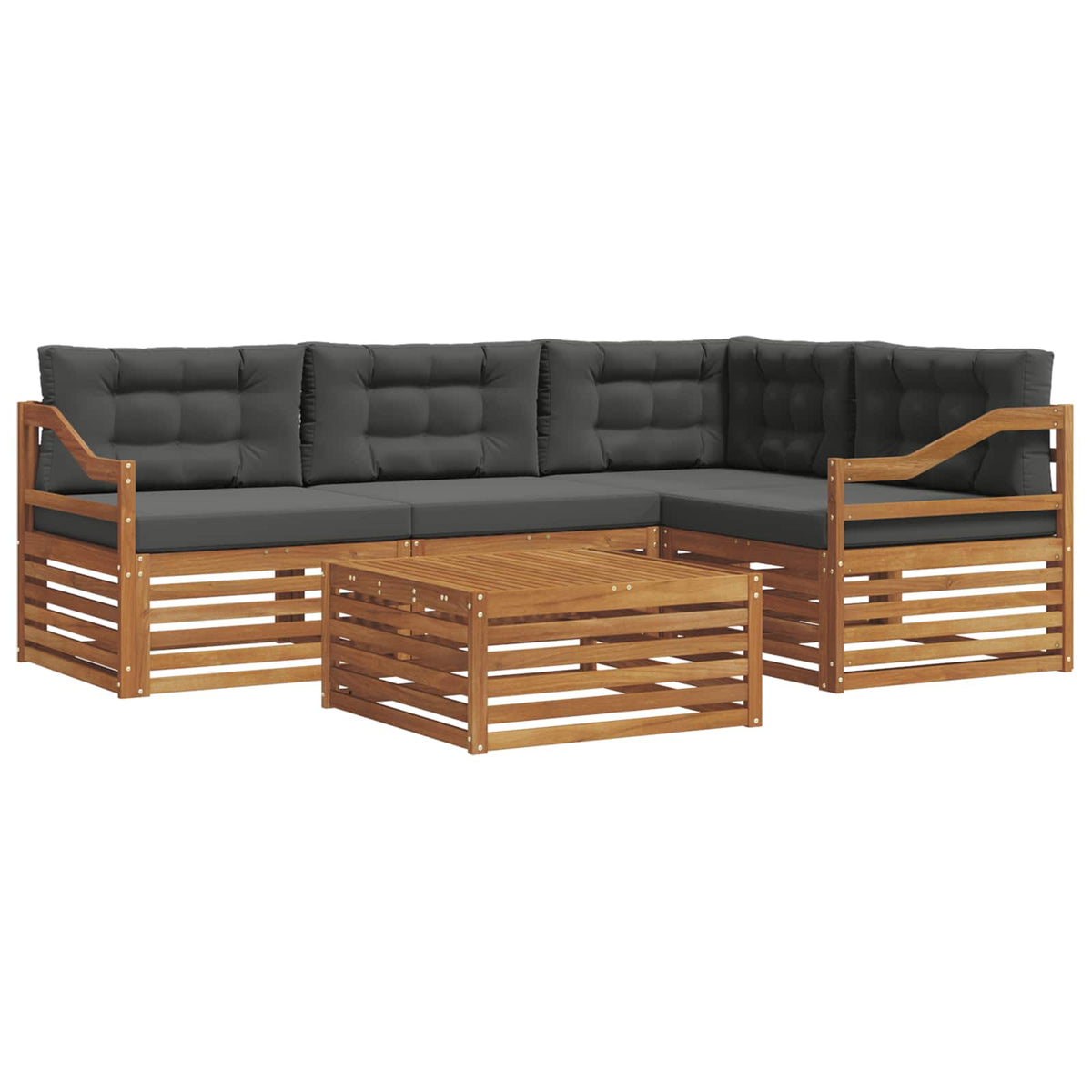 Set vanjskih sofa 5 kom. Prirodna i antracit