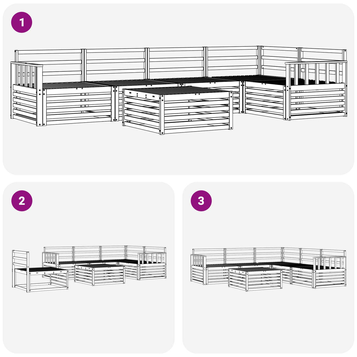 Set vanjskih sofa 6 kom. Prirodna