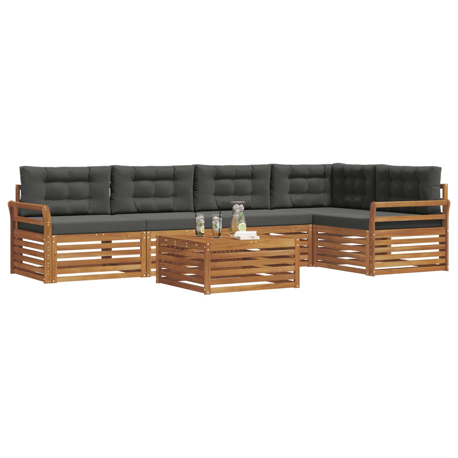 Set vanjskih sofa 6 kom. Prirodna i antracit