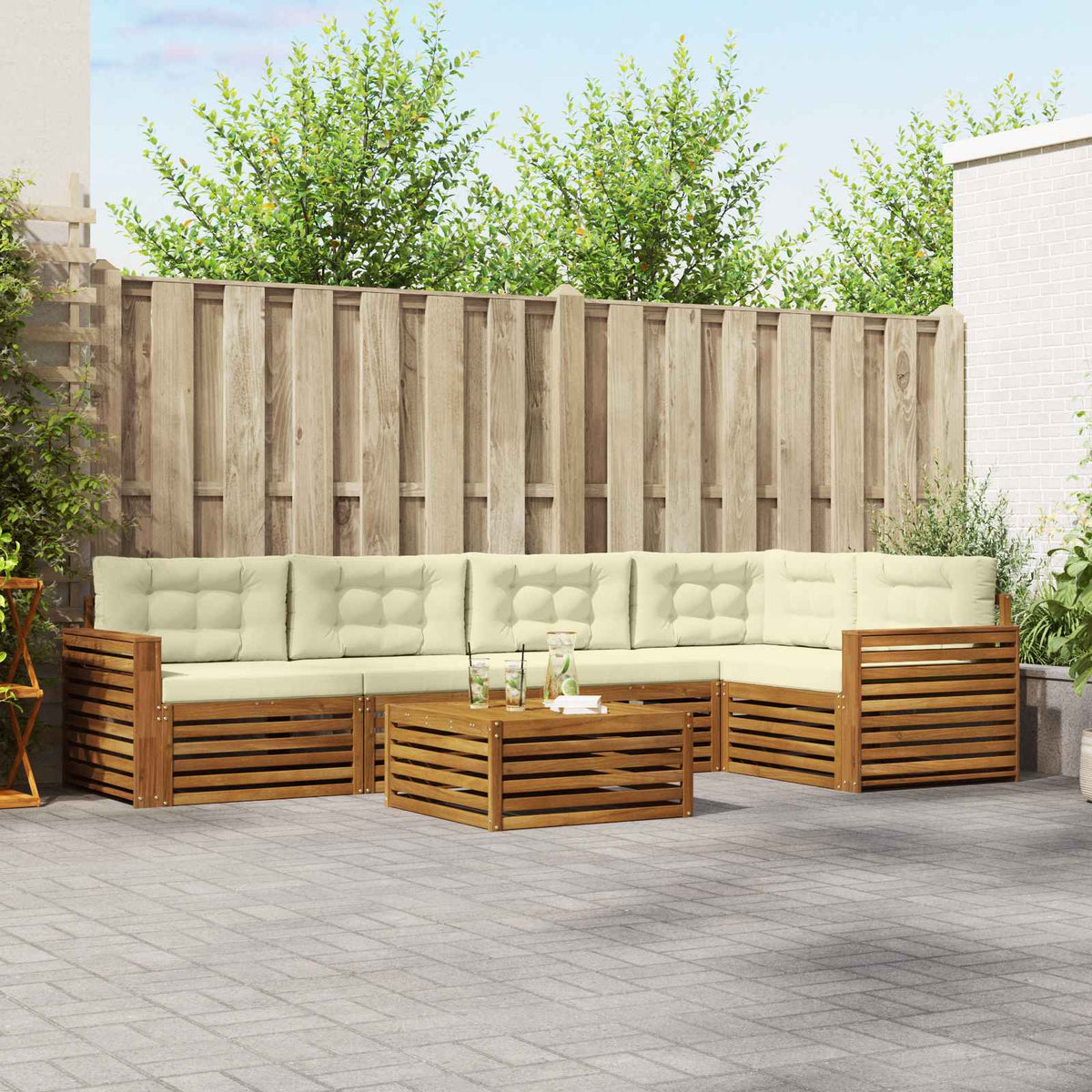 Set vanjskih sofa 6 kom. Prirodna i krem