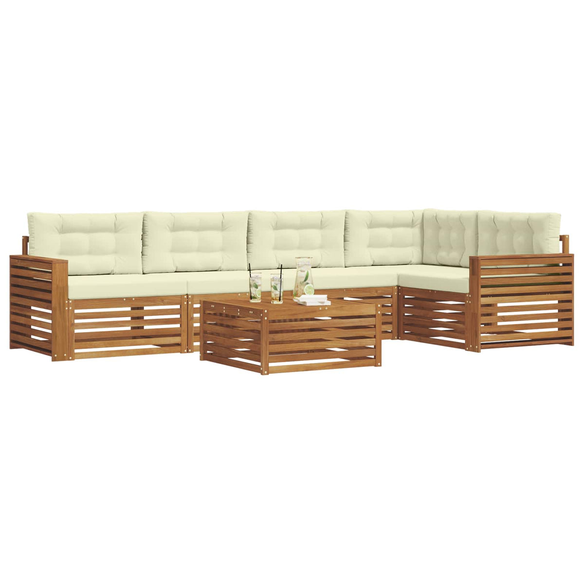 Set vanjskih sofa 6 kom. Prirodna i krem