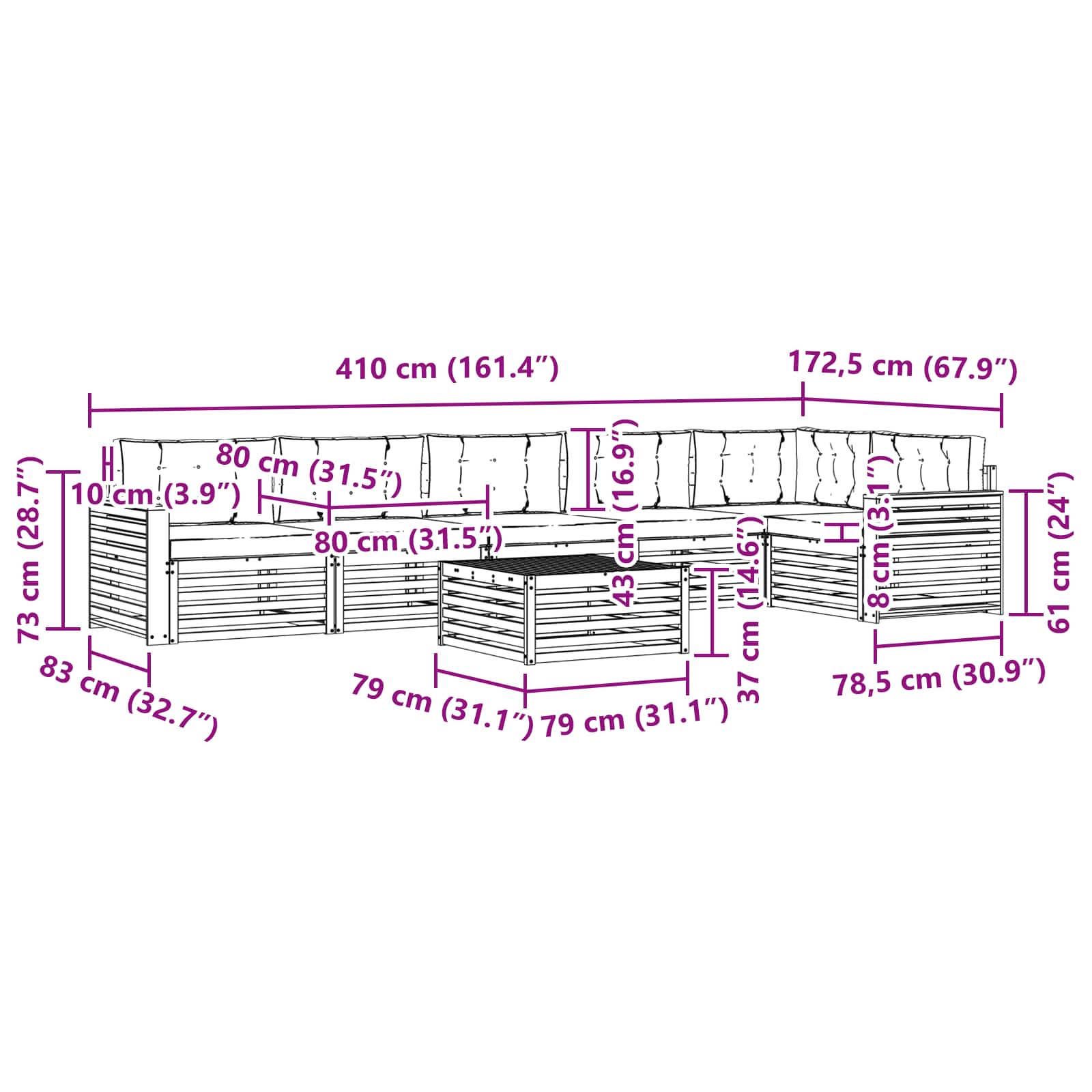 Set vanjskih sofa 7 kom. Prirodna i bež