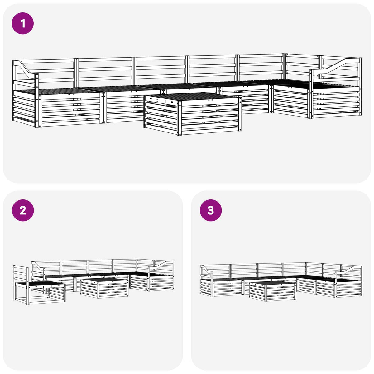 Set vanjskih sofa 7 kom. Prirodna