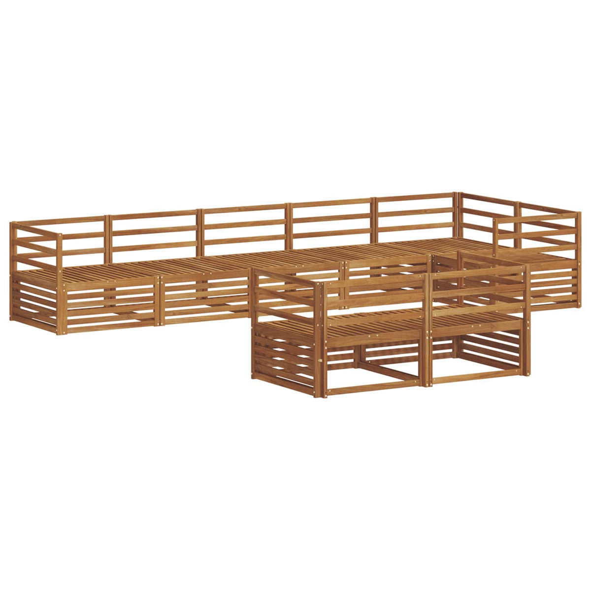Set vanjskih sofa 8 kom. Prirodna Čvrsto drvo akacije Smeđa 404 x 166,5 x 73 cm