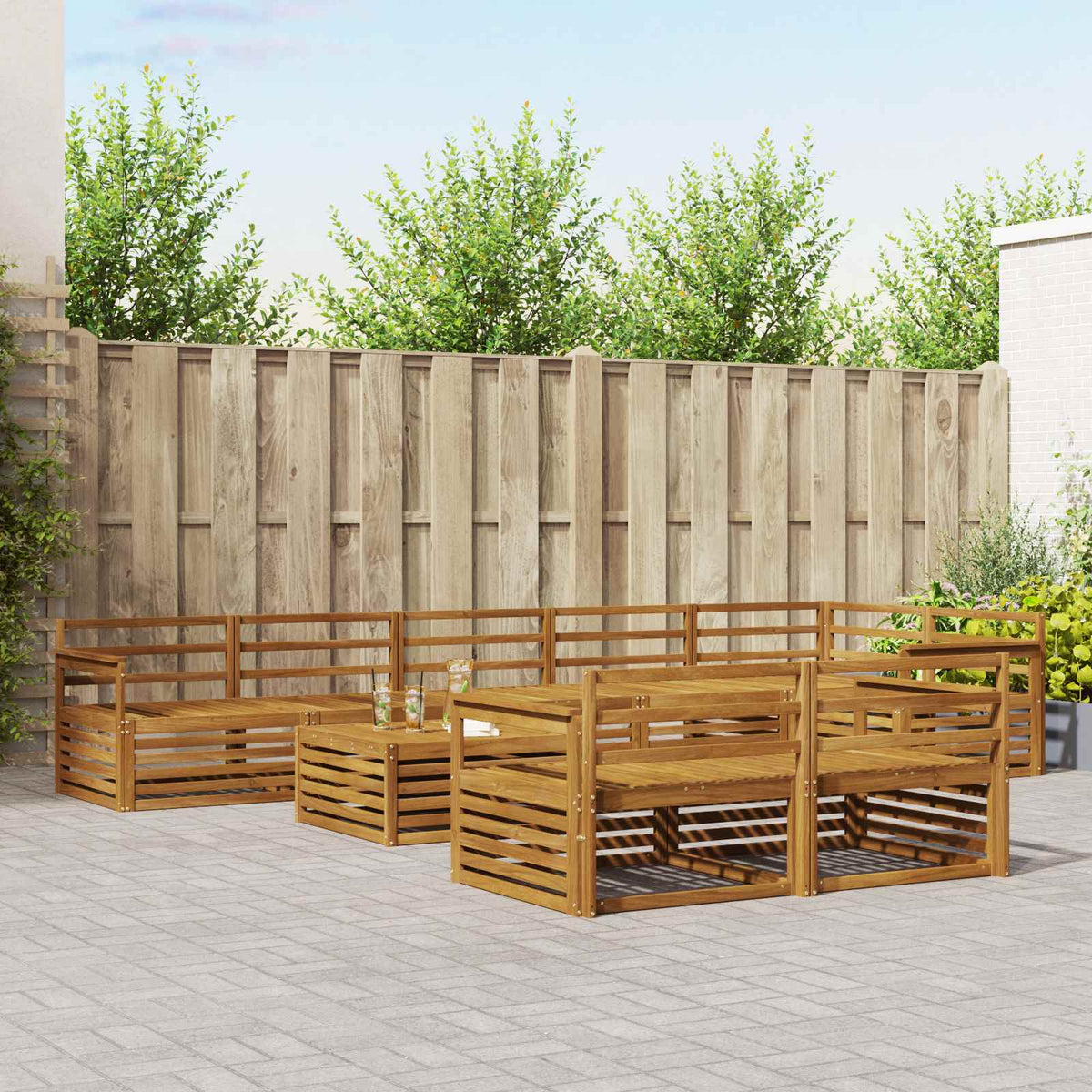 Set vanjskih sofa 9 kom. Prirodna Čvrsto drvo akacije