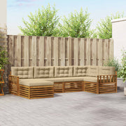 Set vanjskih sofa 6 kom. Prirodna i bež 327 x 168,5 x 73 cm