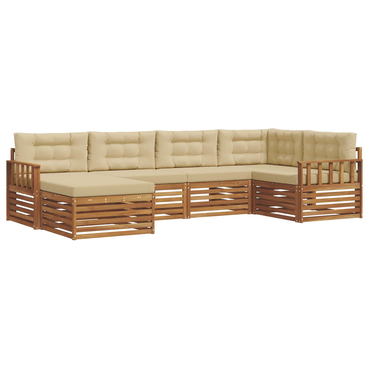 Set vanjskih sofa 6 kom. Prirodna i bež 327 x 168,5 x 73 cm