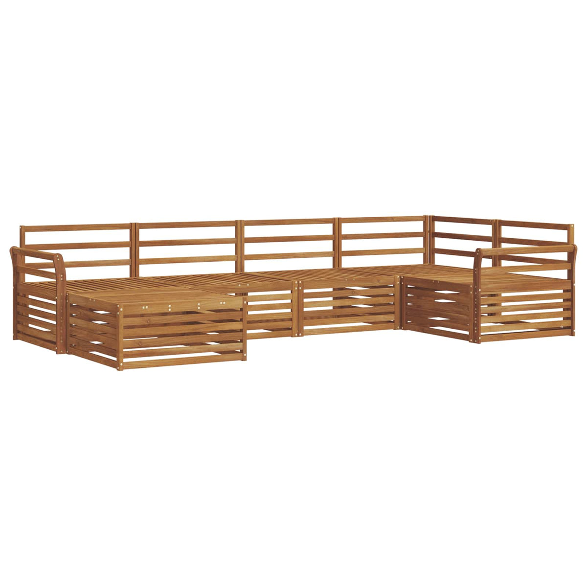 Set vanjskih sofa 6 kom. Prirodna Čvrsto drvo akacije Smeđa 329 x 170,5 x 73 cm
