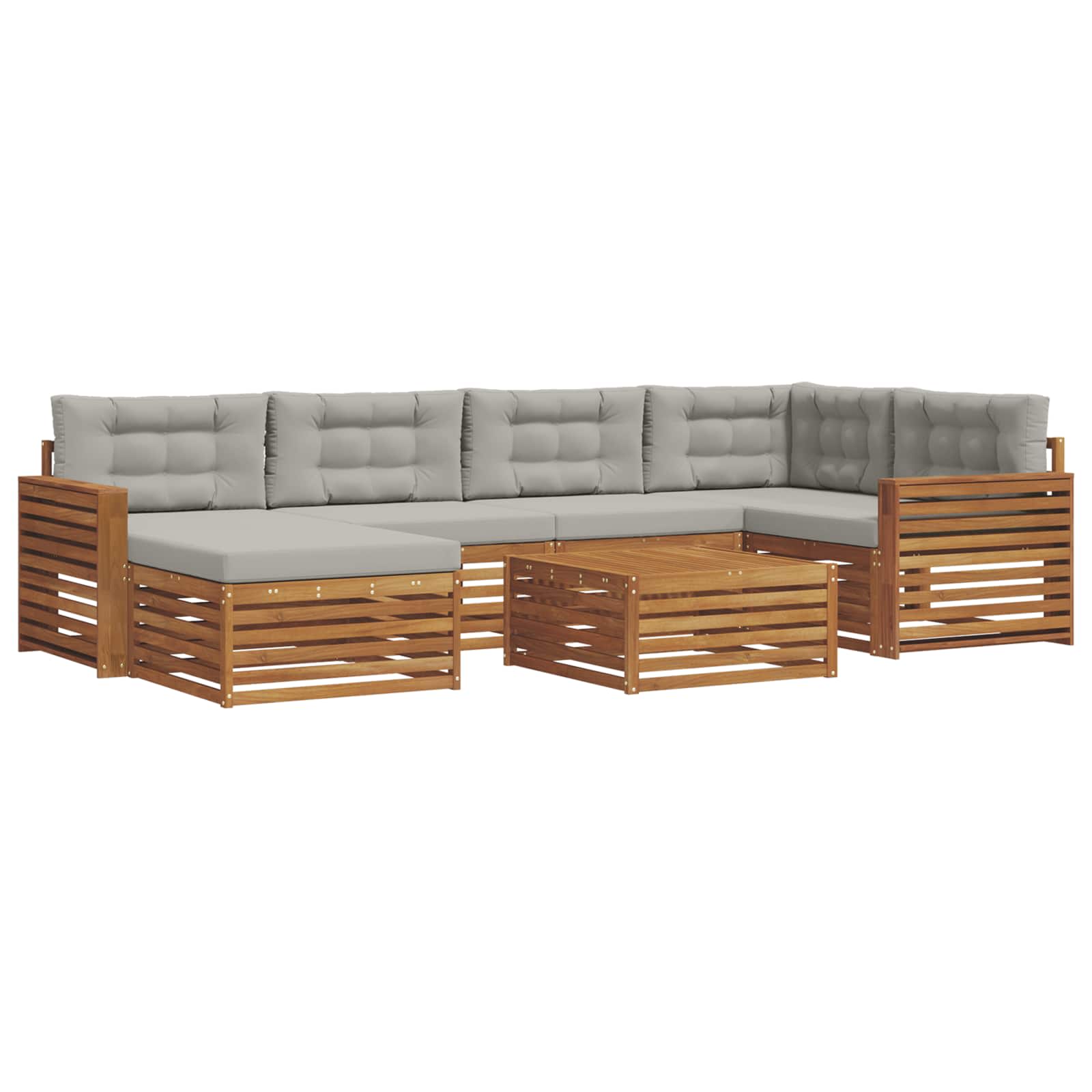 Set vanjskih sofa 7 kom. Prirodna i svijetlo siva