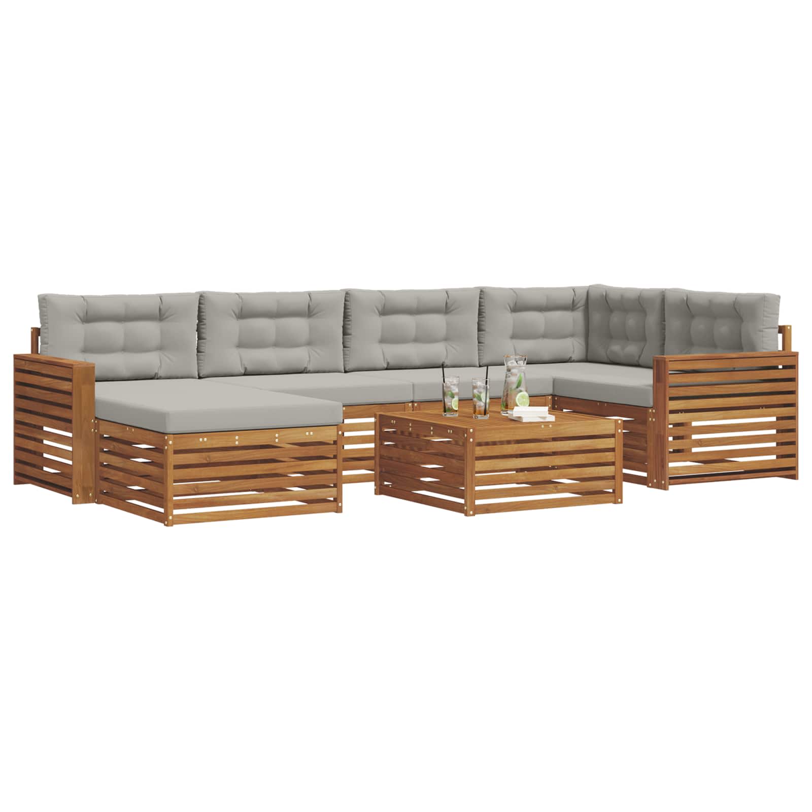 Set vanjskih sofa 7 kom. Prirodna i svijetlo siva