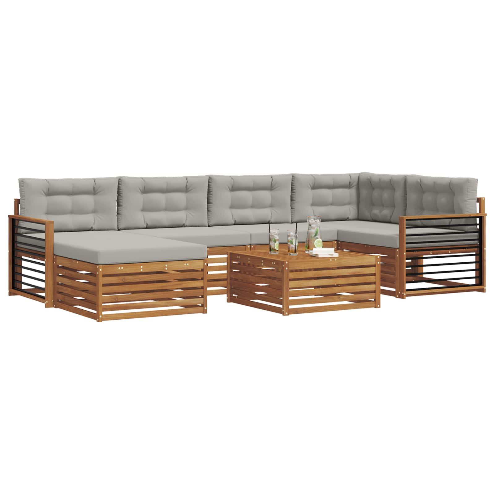 Set vanjskih sofa 7 kom. Prirodna i svijetlo siva