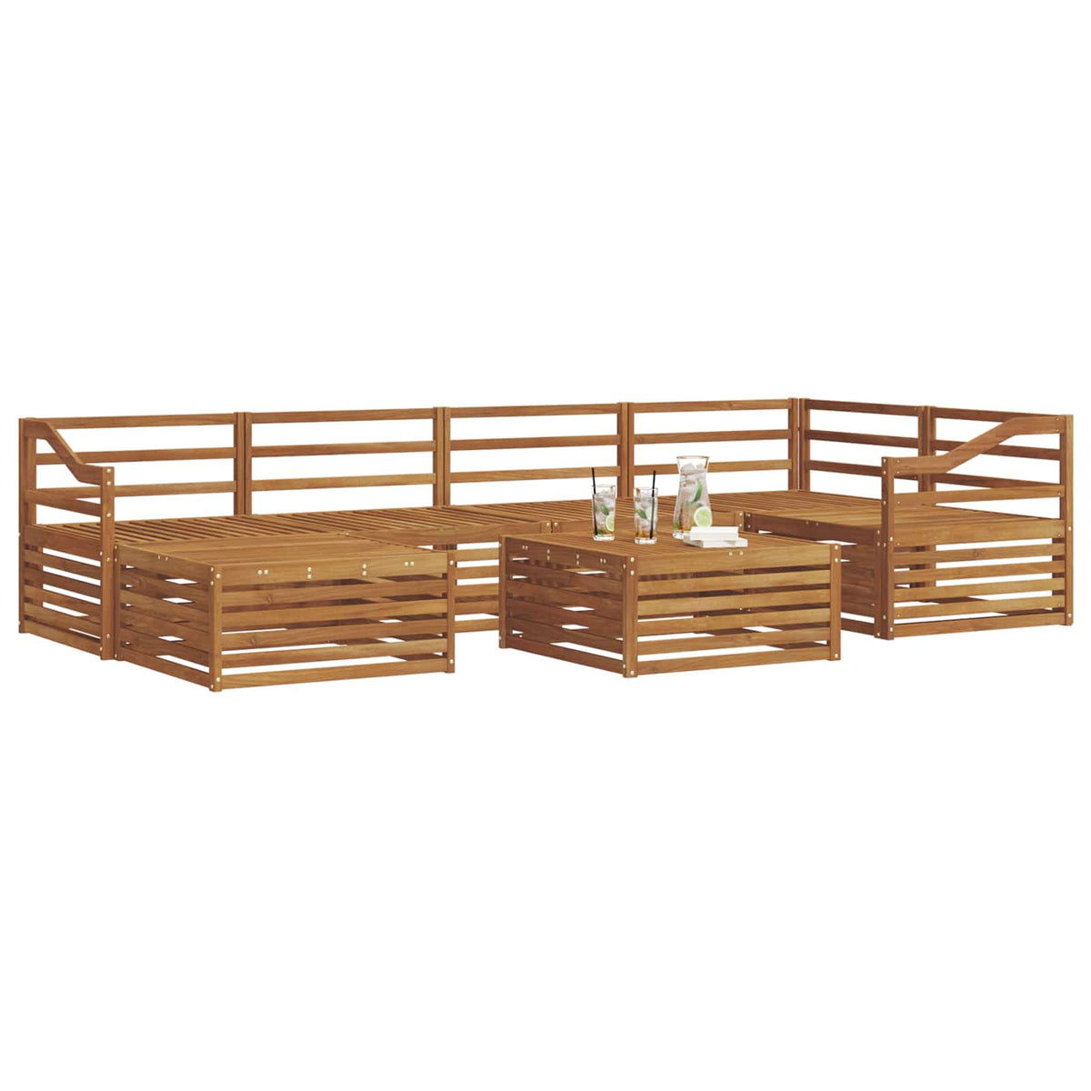 Set vanjskih sofa 7 kom. Prirodna Čvrsto drvo akacije