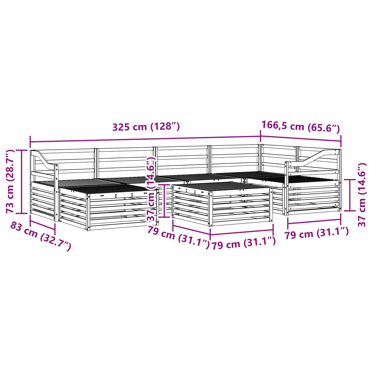 Set vanjskih sofa 7 kom. Prirodna Čvrsto drvo akacije