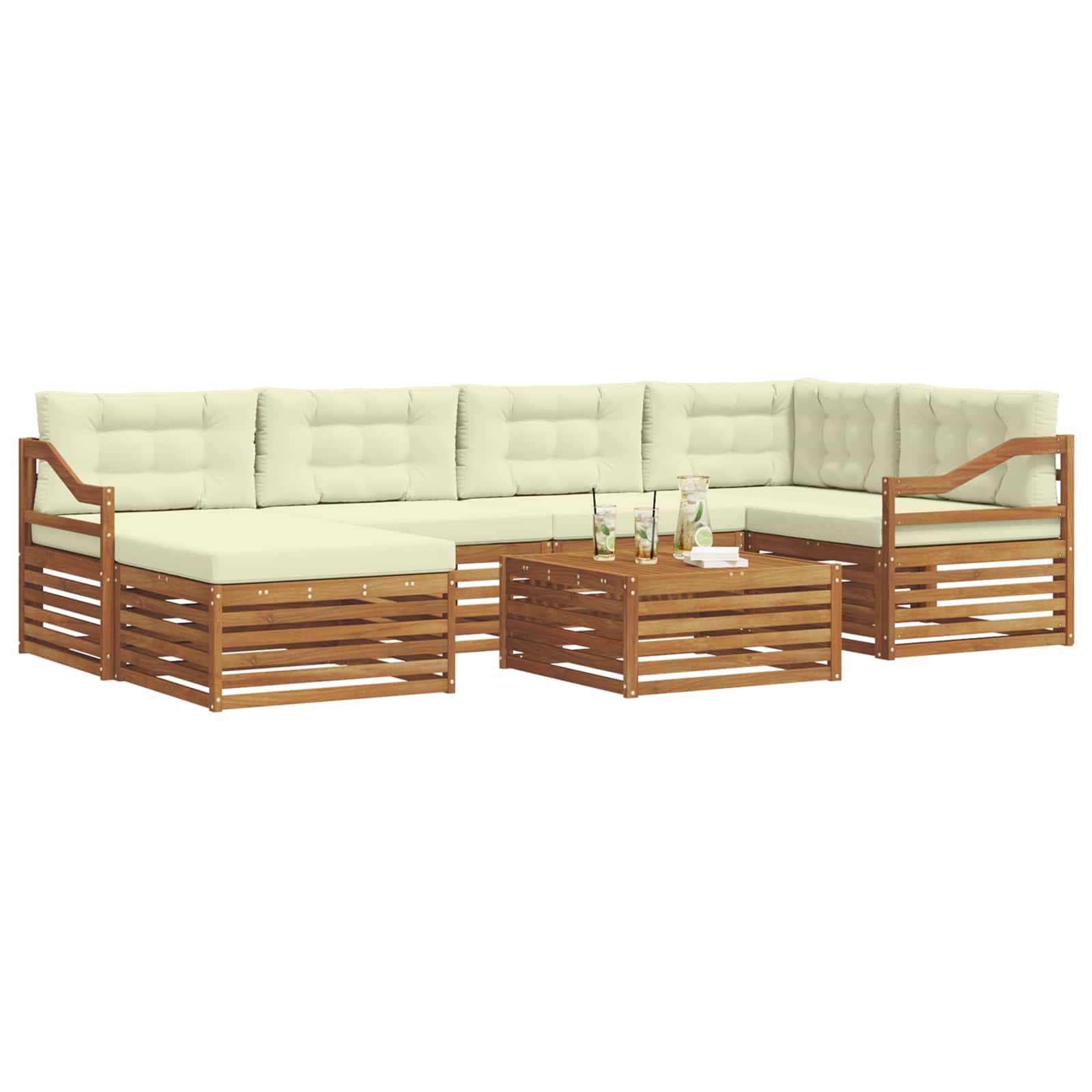 Set vanjskih sofa 7 kom. Prirodna i krem